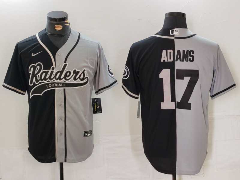 Mens Las Vegas Raiders #17 Davante Adams Grey Black Split Cool Base Stitched Baseball Jersey